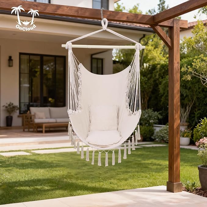 ONCLOUD Hammock Chair Hanging Rope Swing, Load Capacity Up to 550 LBS Macrame - Image 8