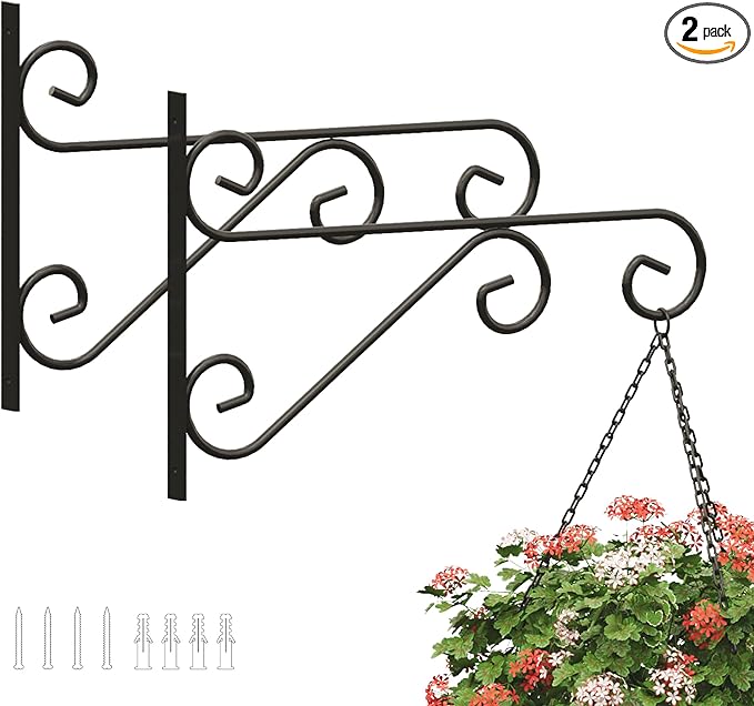 2 Pack 16 Inch Plant Hangers Outdoor Bracket, Indoor Wall Mount Metal Heavy by PROWORX