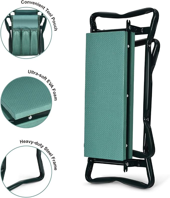 2-in-1 Garden Kneeler & Seat, Folding Seat w/EVA Foam Kneeling Pad & Removable - Image 6