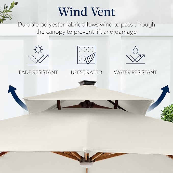 Best Choice Products 10ft Square Cantilever Patio Umbrella w/Base Included - Image 7