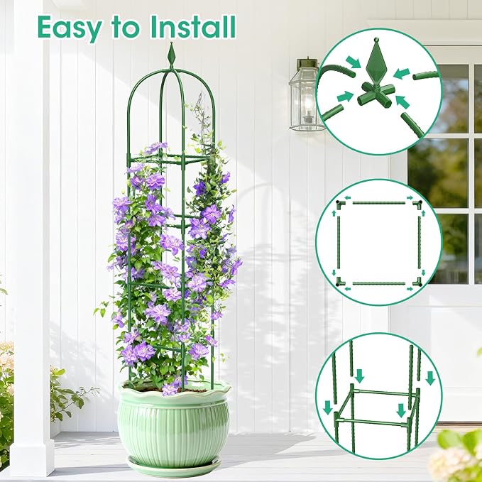 2 Pack Garden Obelisk Trellis for Climbing Plants, Tower Potted Cages for - Image 4