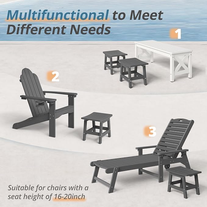 LUE BONA Outdoor Adirondack Ottomans, Footrest Footstool Set of 2, Outdoor Foot - Image 6