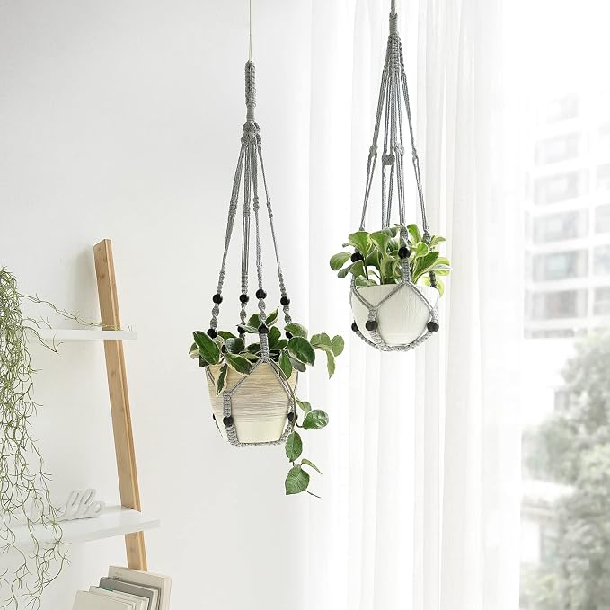 Mkono Macrame Plant Hanger Indoor Hanging Planter Basket - Image 2