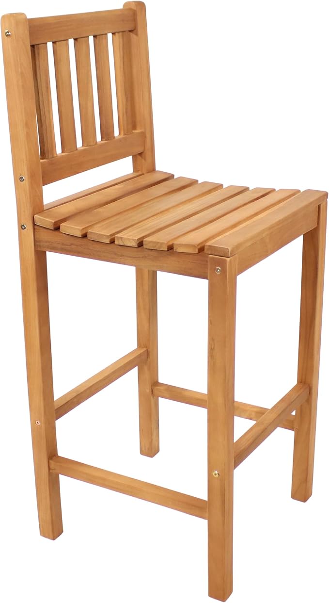 Sunnydaze Solid Teak Wood Outdoor Bar Chair by SunnydazeDecor