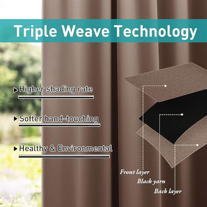 NICETOWN Outdoor Curtainss for Patio Waterproof, Self-Stick Tab Top Blackout - Image 5