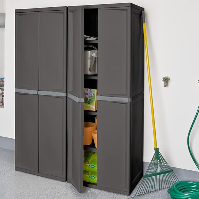 Sterilite 2-Pack 4 Shelf Cabinet, Lockable Utility Storage w/Adjustable Shelves - Image 2