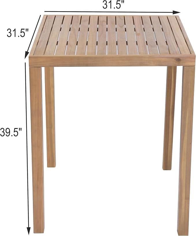 Christopher Knight Home Gree Acacia Wood Patio Bar Table and Chairs Set of 2 - Image 7