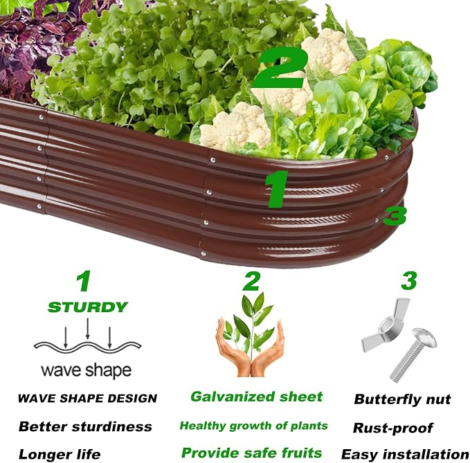 Raised Garden Bed Galvanized Planter Box Outdoor, Rot-Resistant Metal Garden - Image 4