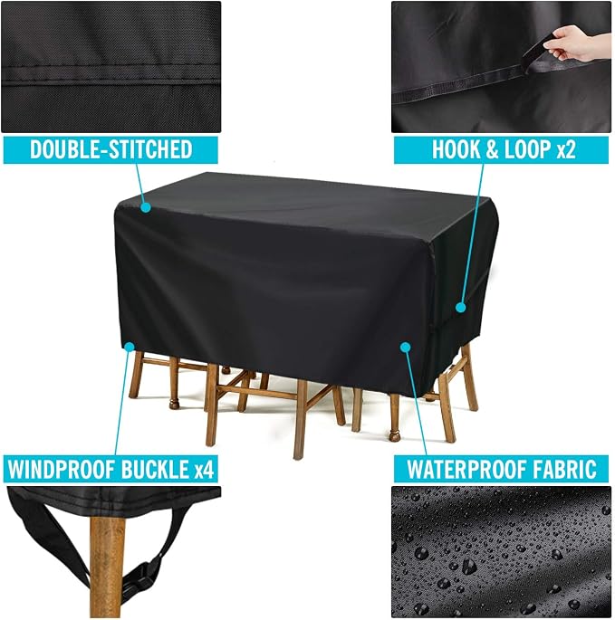 Velway Patio Furniture Cover Outdoor, Waterproof Rectangular Patio Table Chair - Image 8