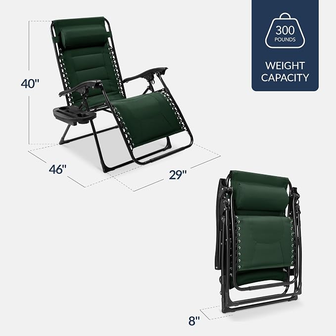 Best Choice Products Oversized Padded Zero Gravity Chair, Folding Outdoor Patio - Image 2