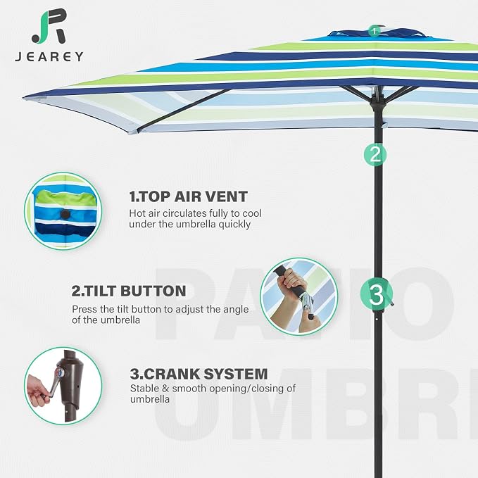 JEAREY 6.5x10 ft Rectangular Patio Umbrellas Rectangle Outdoor Umbrella - Image 7