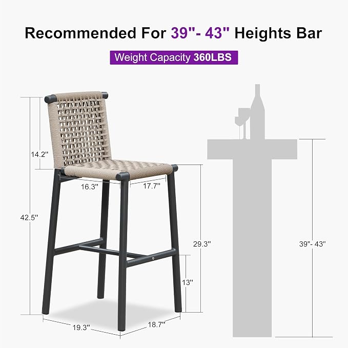 PURPLE LEAF Bar Stools Set of 2 - Image 2