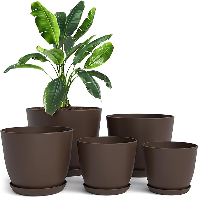 Utopia Home - Plant Pots Indoor - 7/6.6/6/5.3/4.8 Inches Garden Flower Pots by UTOPIAHOME