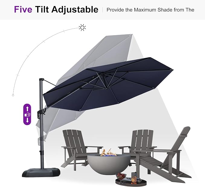 PURPLE LEAF 11 Feet Patio Round Cantilever Umbrella - Image 7