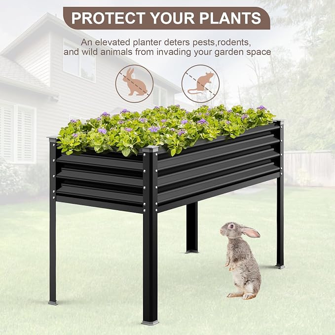 Raised Garden Bed with Legs, 48×24×32in Galvanized Raised Garden Beds Outdoor - Image 5
