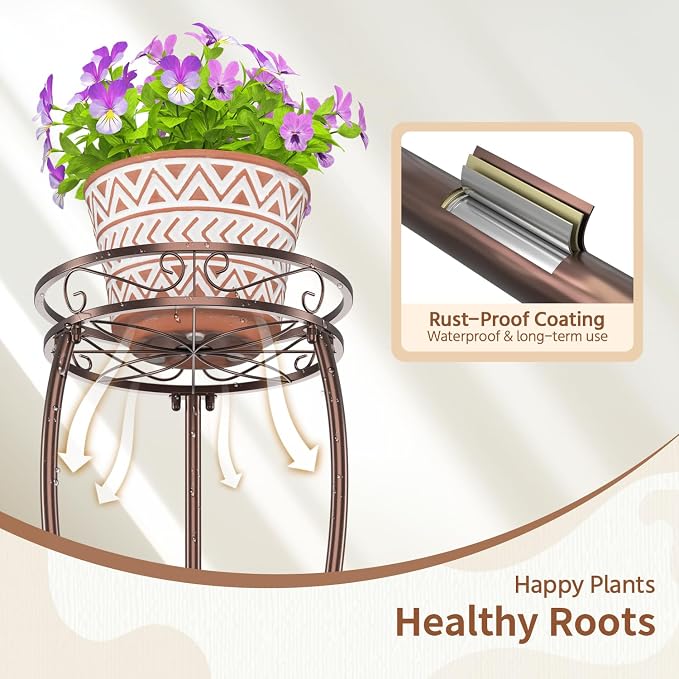 LASZOLA Bronze 3 Tier Tall Plant Stand - Image 6