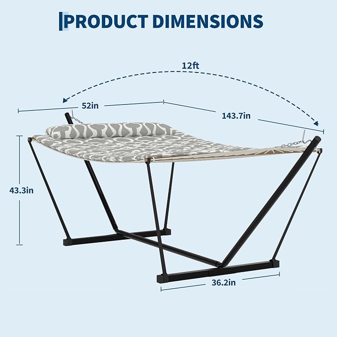 Double Hammock with Heavy-Duty Steel Stand, 2 Person Portable Hammock, 450LBS - Image 2