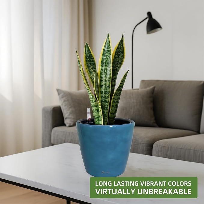 Dexceder 9x8 Inches Self Watering Planter Indoor Outdoor, Inner Pot Design - Image 6