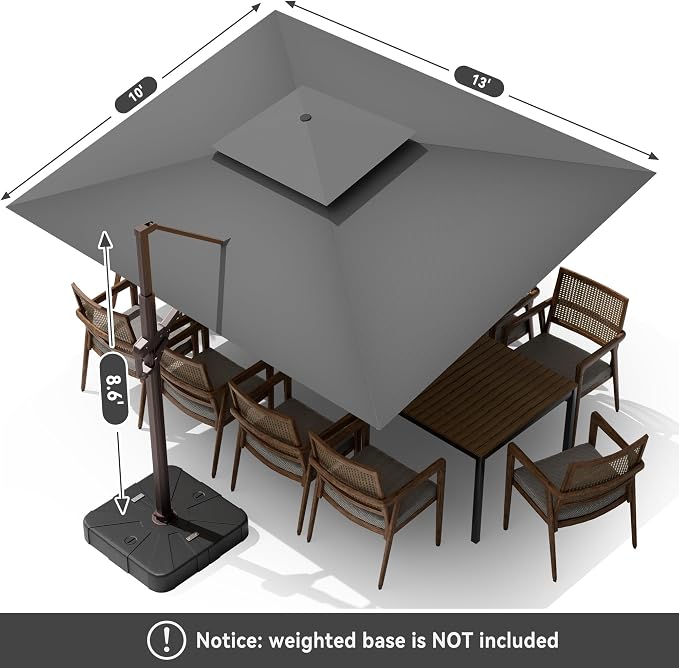 10 X 13 FT Cantilever Outdoor Patio Umbrella - Image 8