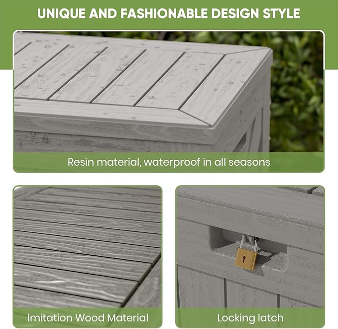 Patiowell 120 Gallon Large Deck Box, Outdoor Lockable Storage Box - Image 5