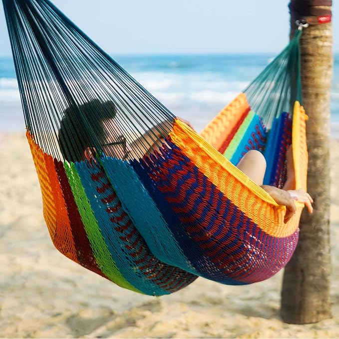 Lazy Daze Hammocks Handwoven Mayan Hammock, 10.5 FT Soft Rope Double Hammocks - Image 2