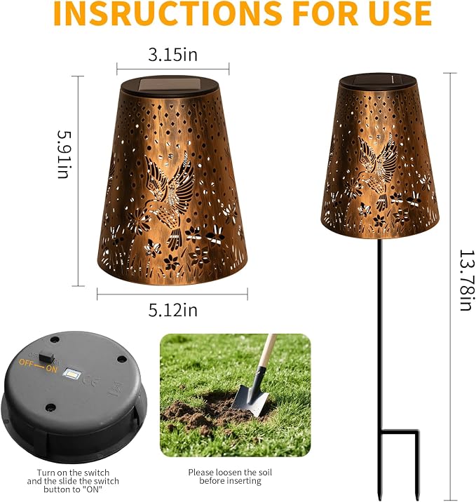 Solar Pathway Lights Outdoor, LED Bright Metal Retro Waterproof, Outside - Image 2