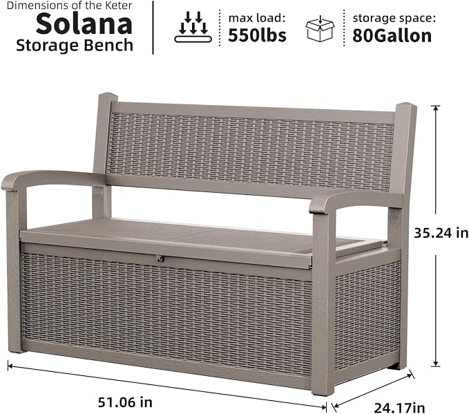 DRATO 75 Gallon Storage Bench Deck Box Outdoor Indoor, Lockable Durable - Image 2