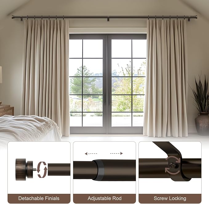2 Pack Antique Brown Bronze Curtain Rods - Image 4