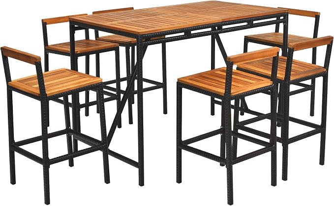 Tangkula 7-Piece Acacia Wood Bar Set - Image 9