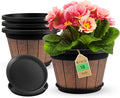 Quarut 4 Pack 10 inch Plant Pots, Upgrade Whiskey Barrel Planters by Quarut