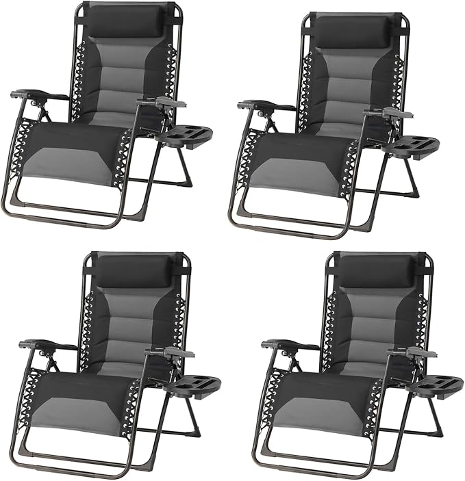 Zero Gravity Chair Set of 4 Oversized Padded Recliner by Unknown
