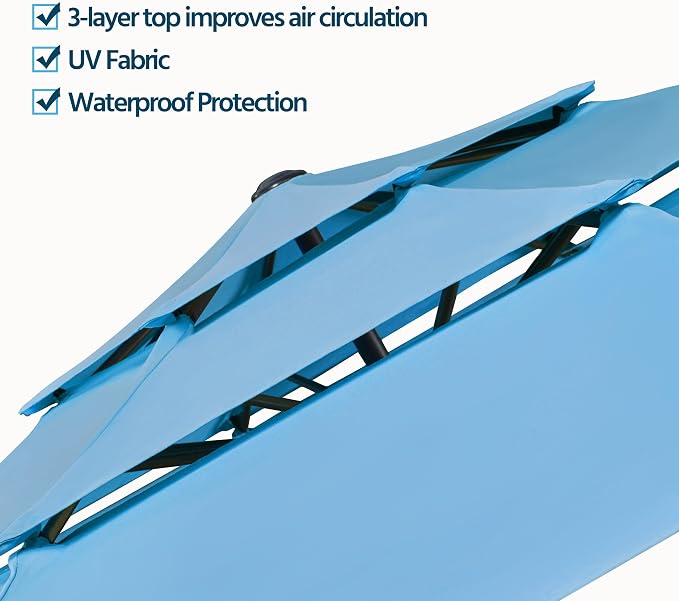 Yaheetech 3-Tier Patio Parasol 10ft Vented Outdoor Canopy Sun Shade Large - Image 3