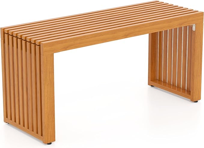 Tangkula Patio Acacia Wood Bench, 36” Outdoor All-Slat Wood Bench by TANGKULA