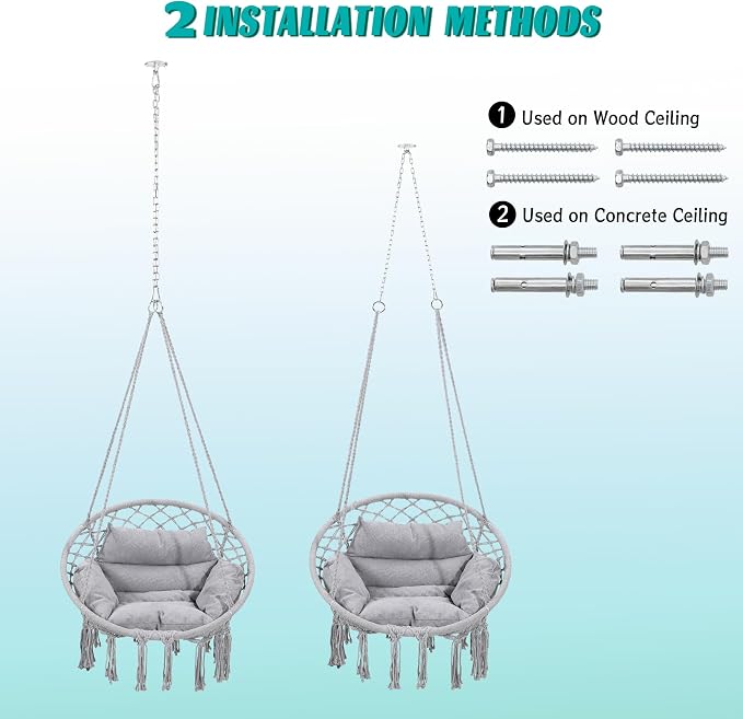 Macrame Hammock Hanging Swinging Chair - Image 6