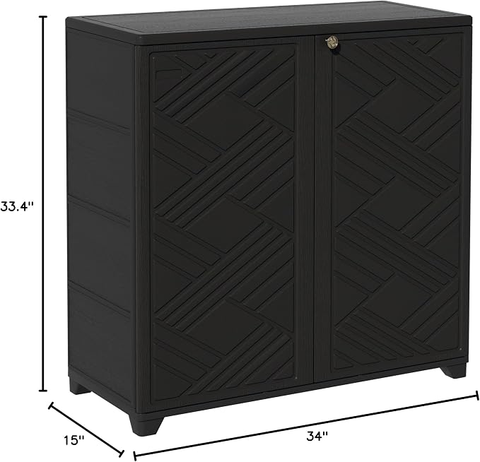 ADDOK Indoor Outdoor Plastic Storage Cabinet 34"x15"x34", Outdoor Storage Shed - Image 3