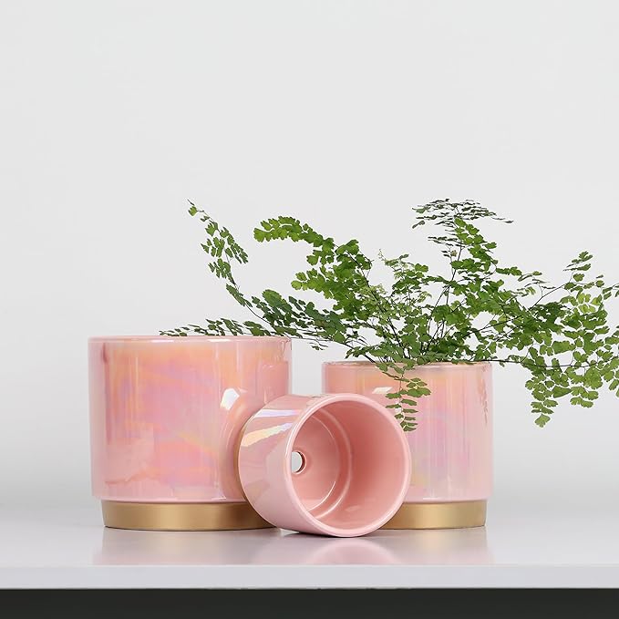 Gepege Pink Indoor Plant Pots for Plants, Ceramic Planter - Image 7