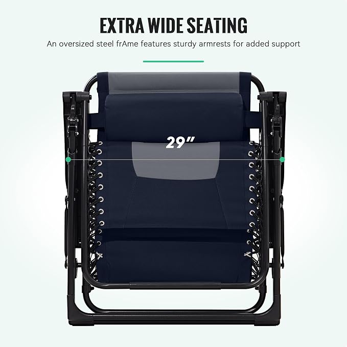 JEAREY Oversized Padded Zero Gravity Chairs, Folding Lounge Chair Outdoor Patio - Image 4