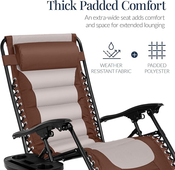 Best Choice Products Oversized Padded Zero Gravity Chair, Folding Outdoor Patio - Image 4