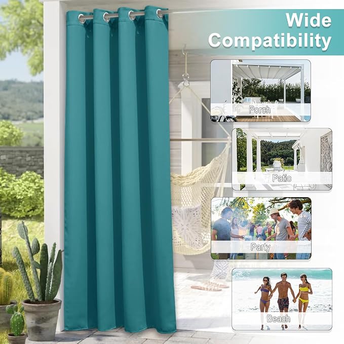 NICETOWN Outdoor Patio Curtains Waterproof 84 inches Long, Rustproof Grommet - Image 7