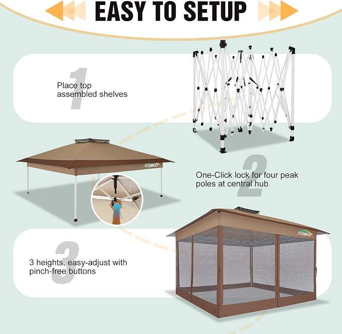 COBIZI 13x13 Pop Up Gazebos On Clearance Canopy Tent- Upgrade Metal Outdoor - Image 7