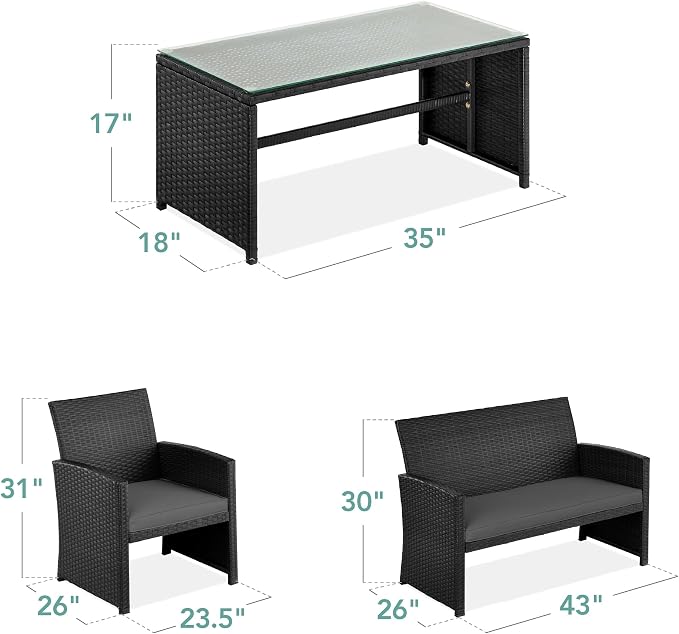 Best Choice Products 4-Piece Outdoor Wicker Patio Conversation Furniture Set - Image 7