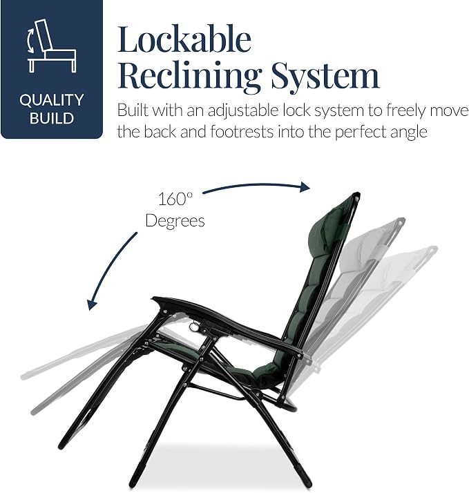 Best Choice Products Oversized Padded Zero Gravity Chair, Folding Outdoor Patio - Image 9