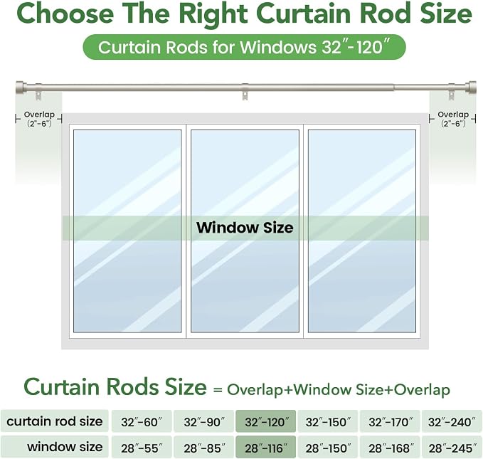 Time Forest Curtain Rods for Windows 66 to 120, 1 Inch Adjustable Heavy Duty - Image 7