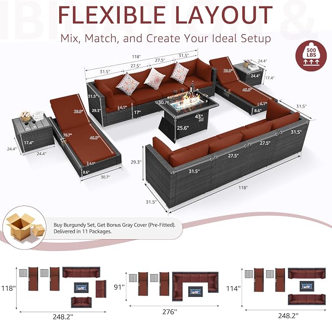 NICESOUL 13 Piece Large Outdoor Sectional - Image 3