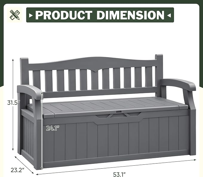 Flamaker 80 Gallon Storage Bench Outdoor Indoor, Durable All-Weather Seating - Image 3