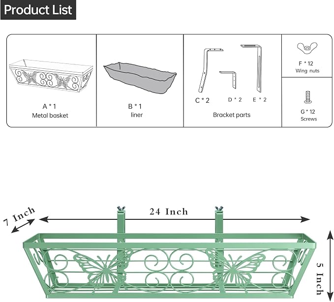 2 Pack 24 Inch Window Boxes Planters Railing Planter Box - Image 4