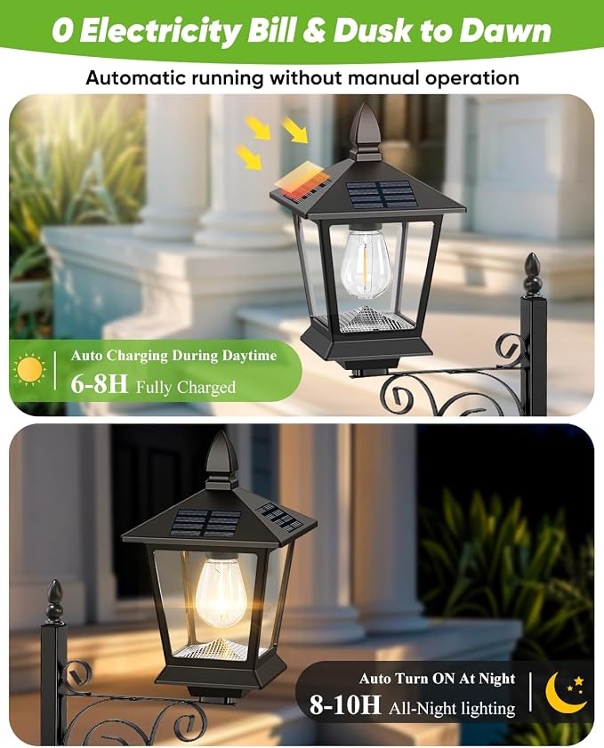 2-Pack Solar Lamp Post Light - Image 3