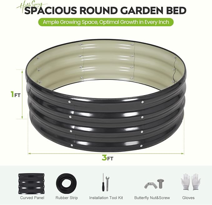 ZORMY Galvanized Raised Garden Bed Outdoor, Round Metal Planter Boxes 2 Pcs - Image 2