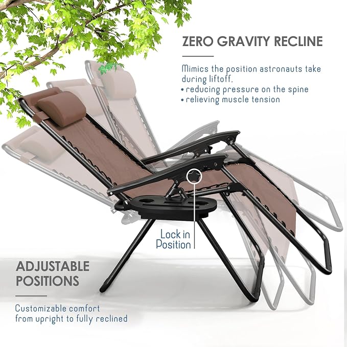 Nestl Zero Gravity Chairs Set of 4, Patio Lounge Chair Outdoor - Image 4