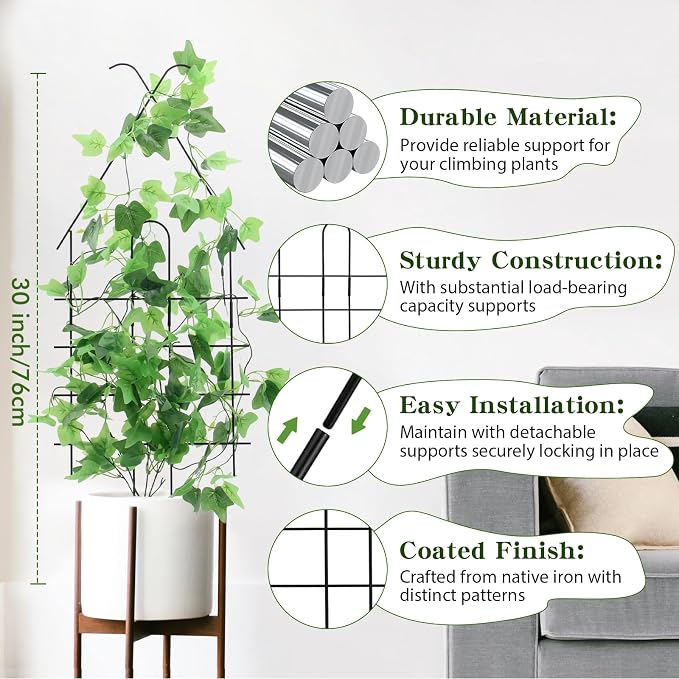 ZOUTOG Trellis for Climbing Plants Indoor 4 Pack 30 Inch, Rustproof Metal - Image 3
